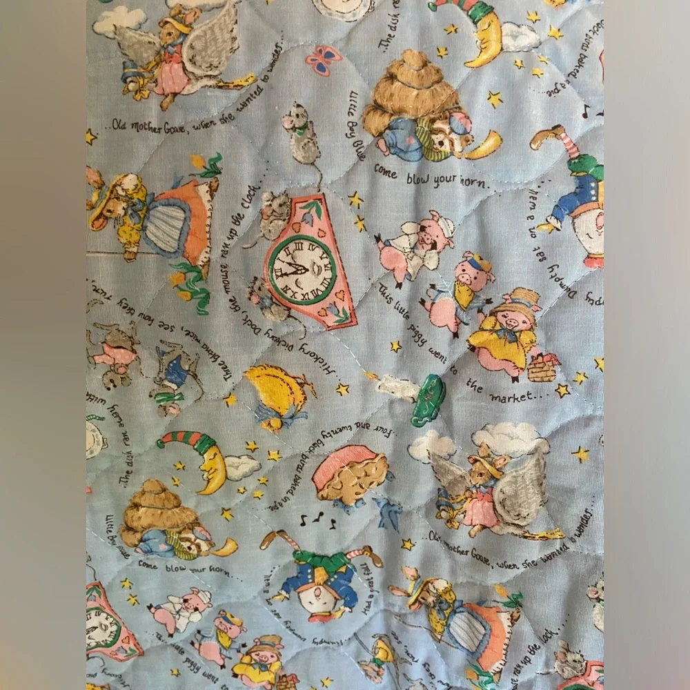 Mother Goose Nursery Rhymes Handmade Baby Quilt 42” Tall X 31” Wide
